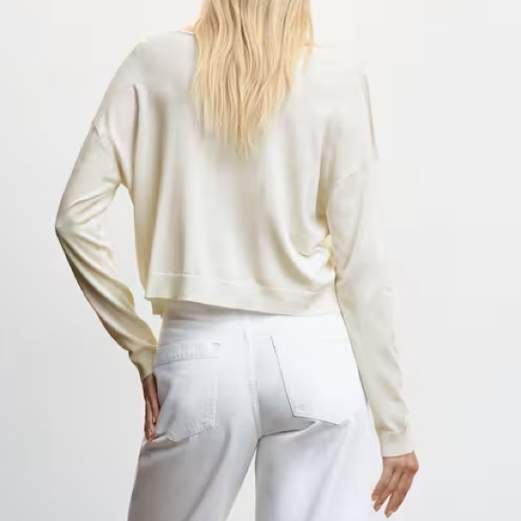 Mango Fine Knit V-neck Sweater - Cream - Picture 3 of 10